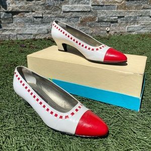 White and red Vaneli heels